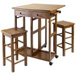 Mobile Kitchen Cart with Matching Stools