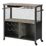 Farmhouse Style Kitchen Cart with Wine Bottle Rack and Holder for Wine Glasses