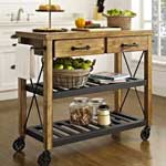 Metal and Wood Industrial Style Kitchen Cart with 2 Drawers