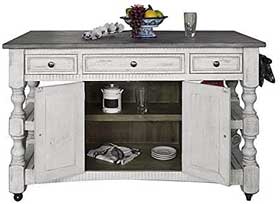 Greenview Rustic Kitchen Island with Optional Rolling Casters