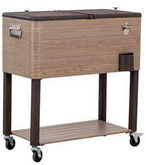 Outdoor Cooler Bar Cart on Wheels