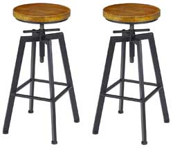 Indsutrial Style Adjustable Height Swivel Stools to use with Butcher Block Kitchen Island on Wheels