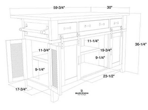 Diagram of Barn Door Island Dimensions