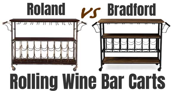 Compare the Roland and Bradford Rolling Wine Bar Carts