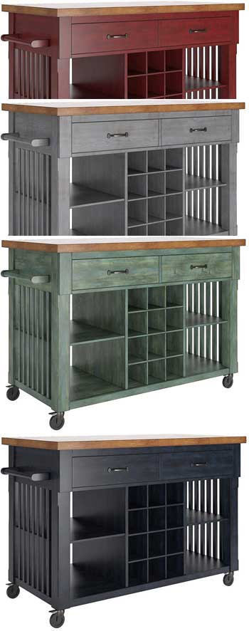 Distressed Wine Cart Kitchen Island