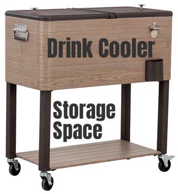 Patio Drink Cooler with Storage Shelf