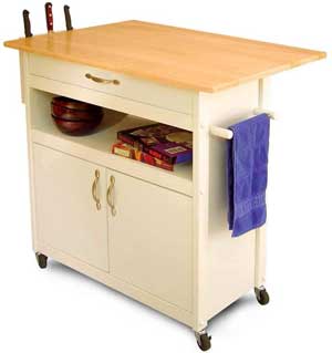 Drop Leaf Utility Cart to Use a Breakfast Bar and Storage Island
