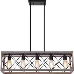 Farmhouse Chandelier with Open Cage-Style Lamp Shade and Vintage Edison Bulbs