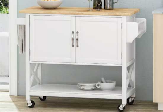 Finzer Farmhouse Kitchen Cart in White