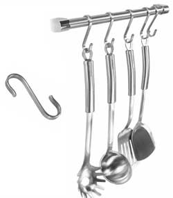 Metal S-Hooks for Hanging Cooking Utensils on a Rolling Kitchen Island