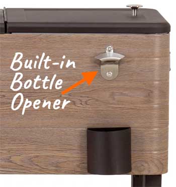 Rolling Ice Chest with Built-in Bottle Opener on Side