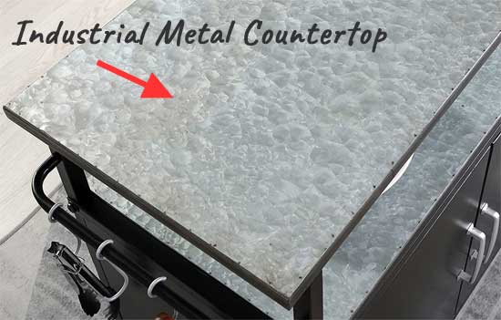 Industrial Metal Countertop on Grilling Cart