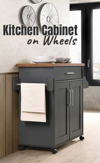 Contemporary Grey Shaker Style Kitchen Cabinet on Wheels