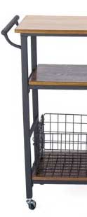 Kitchen Cart Metal Shelving Frame with Wood Shelves, Locking Casters and Towel Rack