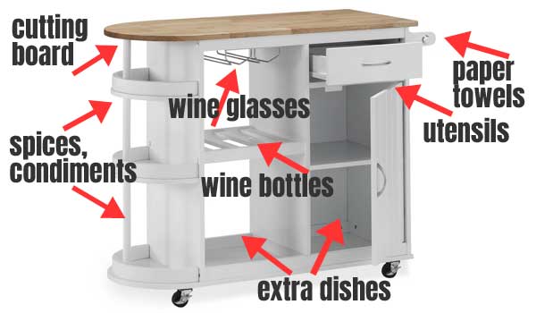 Kitchen Cart with Cutting Board