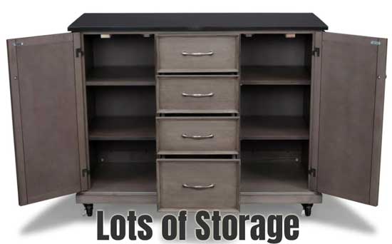 Kitchen Island Storage with 4 Drawers, 2 Cabinets and 6 Shelves