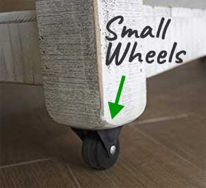 Kitchen Island Caster Wheels are Small and barely Noticeable