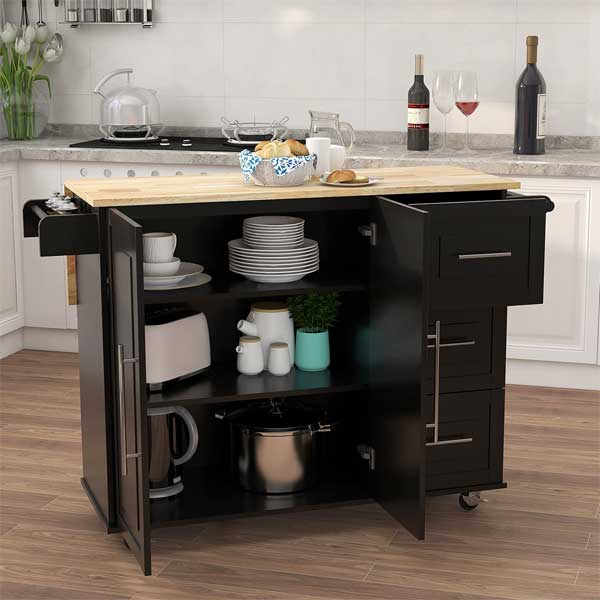 Kitchen Island with Storage on Wheels