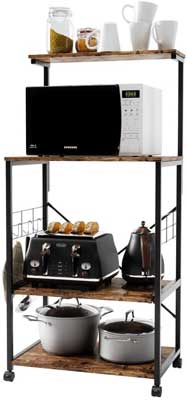 Microwave Cart on Wheels with Bakers Shelf