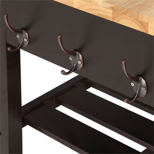 Close-Up of Double Hooks on Modern Kitchen Island Cart 