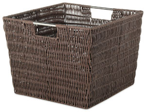 Whitmor Rattique Storage Tote - Looks like Woven Wicker, but Actually is Durable Waterproof Plastic Resin