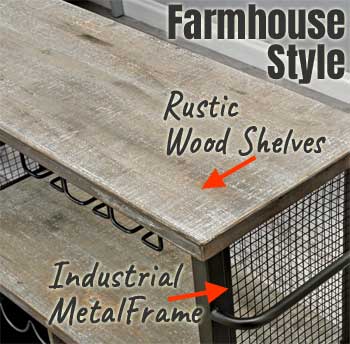 Rustic Industrial Kitchen Cart with Metal frame and Weathered Wood Shelves