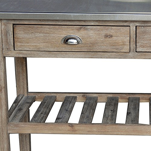 Close Up of Wire-Brushed Drawers on Rustic Kitchen Island