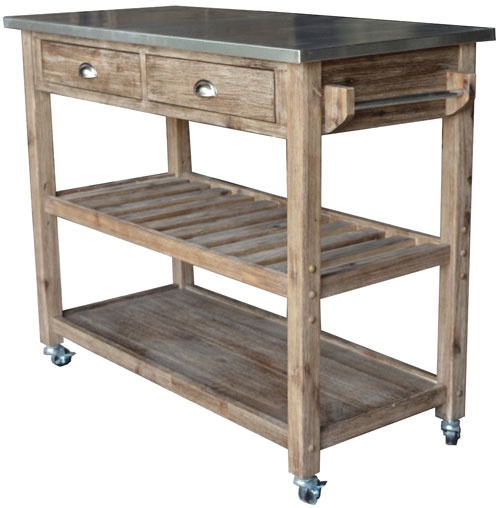 Boraam Rustic Kitchen Island on Wheels