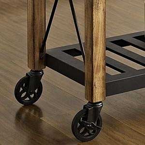 Slatted Steel Shelf on Rustic Kitchen Rolling Cart