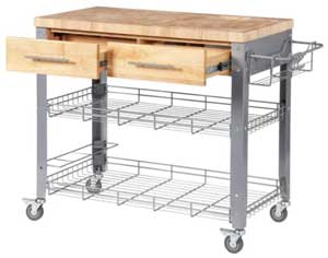 Stadium Kitchen Cart with Butcher Block Top