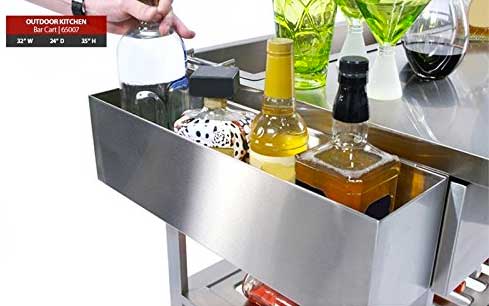 Stainless Steel Outdoor Bar Cart with Drink Holder