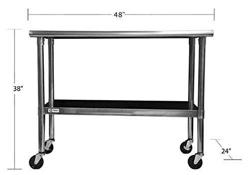 Rolling Stainless Steel Table Dimensions with Casters