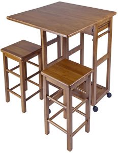 Teak Kitchen Island Cart with Stools